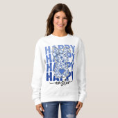Blue Floral Glitzern Osterfest Bunny Coquette Sweatshirt (Vorne ganz)