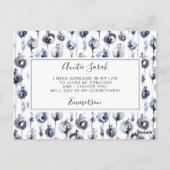 Blue Floral GodMutter Vorschlag Card Postkarte (Rückseite)