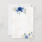 Blue Floral & Gold Baby Dusche Danke Karte (Rückseite)