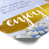 Blue Floral Gold Bridal Brunch Mimosa Bar Sign Poster (Ecke)
