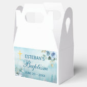 Blue Floral Gold Cross Christening Box Geschenkschachtel (Geöffnet)