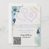 Blue Floral Gold Elegant Wedding Invitation Set Einladung (Rückseite)