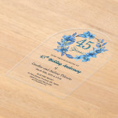  Blue Floral Gold Frame 45th Wedding Anniversary  Acryleinladungen (Ablage )