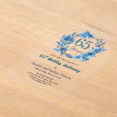 Blue Floral Gold Frame 65th Wedding Anniversary  Acryleinladungen (Ablage )