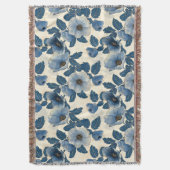 Blue Floral Gold Glitzer Japanisch Ukiyo-e Decke (Vorderseite Vertikal)