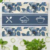 Blue Floral Gold Glitzer Japanisch Ukiyo-e Geschirrtuch (Gefaltet)