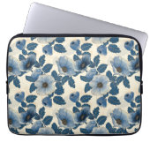 Blue Floral Gold Glitzer Japanisch Ukiyo-e Laptopschutzhülle (Vorderseite)