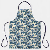 Blue Floral Gold Glitzer Japanisch Ukiyo-e Schürze (Vorderseite)