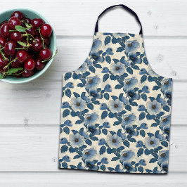 Blue Floral Gold Glitzer Japanisch Ukiyo-e Schürze