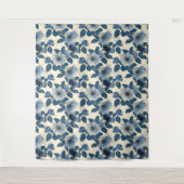 Blue Floral Gold Glitzer Japanisch Ukiyo-e Wandteppich (Vorderseite)