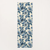 Blue Floral Gold Glitzer Japanisch Ukiyo-e Yogamatte (Rückseite)