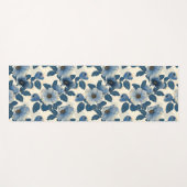 Blue Floral Gold Glitzer Japanisch Ukiyo-e Yogamatte (Vorderseite (Horizontal))