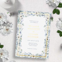 Blue Floral Gold Wedding