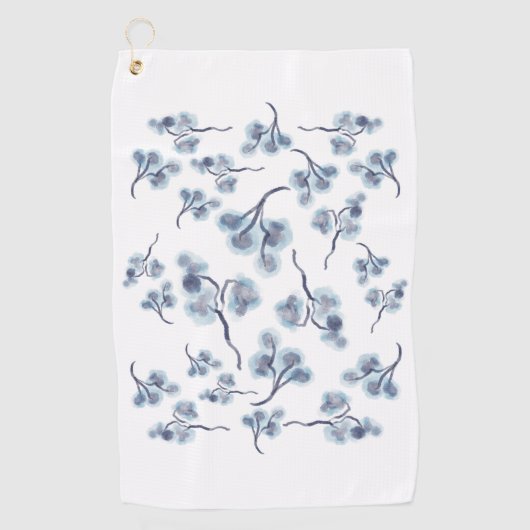 Blue Floral Golf Handtuch (Vorderseite)