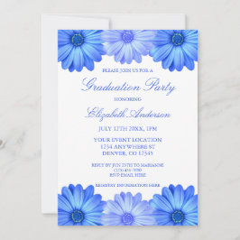 Blue Floral Graduation Party Einladung