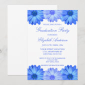 Blue Floral Graduation Party Einladung (Vorne/Hinten)