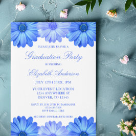Blue Floral Graduation Party Einladung
