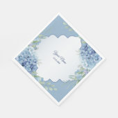 Blue Floral Green Leaves Frame Wedding Party Serviette (Ecke)