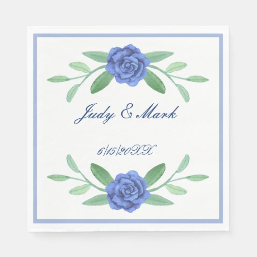 Blue Floral Greenerenerage Foliage Paper Napkins Serviette (Vorderseite)