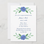 Blue Floral Greenerity Foliage Engagement Party Einladung (Vorderseite)