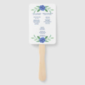 Blue Floral Greenerity Foliage Hochzeitsprogramm F Fächer (Rückseite)