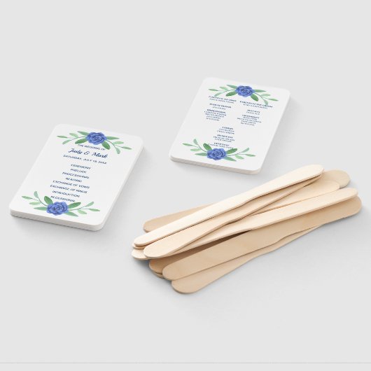 Blue Floral Greenerity Foliage Hochzeitsprogramm F Fächer (Non-assembled)