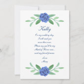 Blue Floral Greenerity Foliage Trauzeugin Card Einladung (Vorderseite)