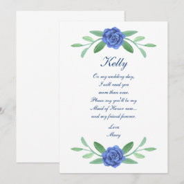 Blue Floral Greenerity Foliage Trauzeugin Card Einladung