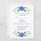 Blue Floral Greenerity Foliage Wedding Response Ca Einladung (Vorderseite)