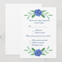 Blue Floral Greenerity Foliage Wedding Response Ca Einladung