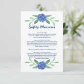 Blue Floral Greenery Foliage Safety Measures Card (Stehend Vorderseite)