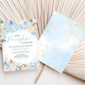 Blue Floral Greenery Little Pumpkin Baby Dusche Einladung