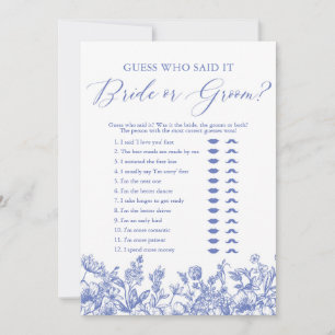 Blue Floral Guess, der sagte, es Bridge oder Game Einladung