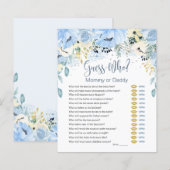 Blue Floral Guess Who Baby Showspiele Flat Paper (Vorne/Hinten)