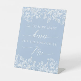 Blue Floral Guess Wie viele Kisses Brautparty Sockelschild