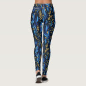 Blue Floral Hanukkah Pattern Leggings (Rückseite)