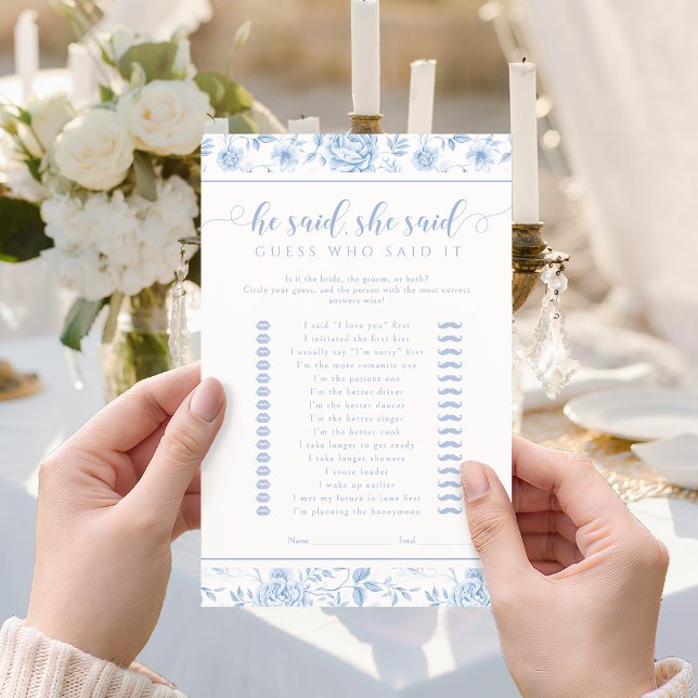 Blue Floral He said She said Bridal Shower Game (Von Creator hochgeladen)