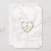 Blue Floral Heart Frame Marble Boy Bestätigung Einladung (Rückseite)
