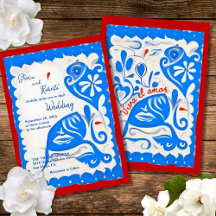 Blue Floral Heart Papel Picado Mexican Wedding