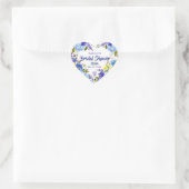 Blue Floral & Heart Personalisiertes Brautparty Herz-Aufkleber (Tasche)
