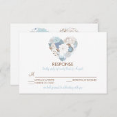 Blue Floral Heart Wreath Wedding RSVP Card Einladung (Vorne/Hinten)