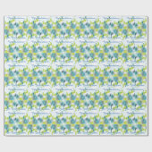 Blue Floral Herzlichen Glückwunsch Geschenk Wrap Geschenkpapier (Flach)