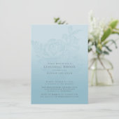 Blue Floral Hochzeit Probe Dinner Einladung (Stehend Vorderseite)