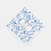 Blue FloraL Hochzeitcocktail Serviette (Ecke)