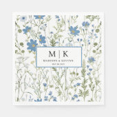 Blue FloraL Hochzeitscocktail Napkins Serviette (Vorderseite)
