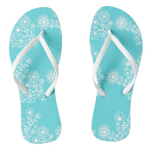 Blue Floral Hochzeitsempfang Flip Flops Badesandalen (Fußbett)