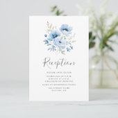 Blue Floral Hochzeitskarte Begleitkarte (Stehend Vorderseite)