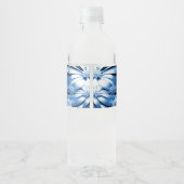 Blue Floral Holiday Weihnachtswasser Flasche Etike Wasserflaschenetikett (Rückseite)