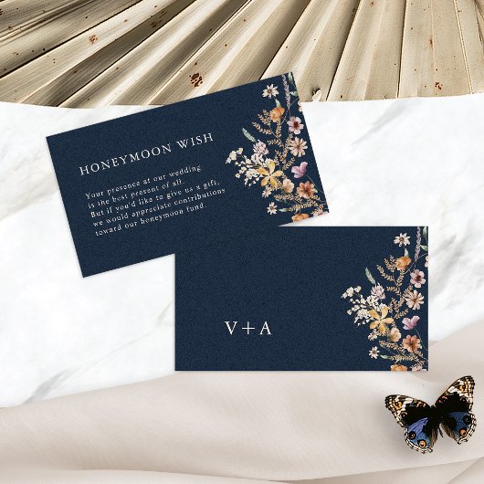 Blue Floral Honeymoon Wish Enclosure Card Begleitkarte
