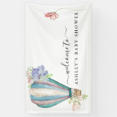 Blue Floral Hot Air Ballon Babydusche Banner (Vertikal)